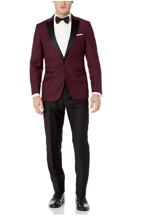 Shawl Paisly Tuxedo by Giorgio Fiorelli in Burgundy, Gray, Blue